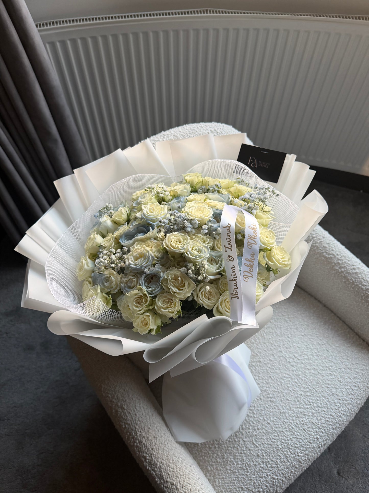 Blue and white theme bouquet