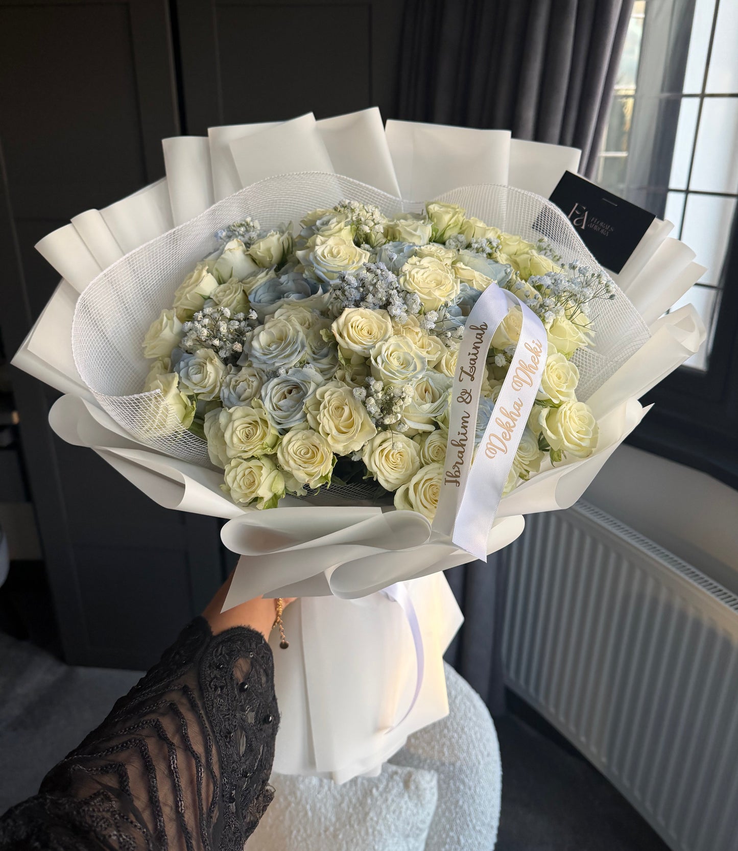 Blue and white theme bouquet