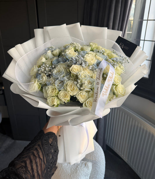 Blue and white theme bouquet