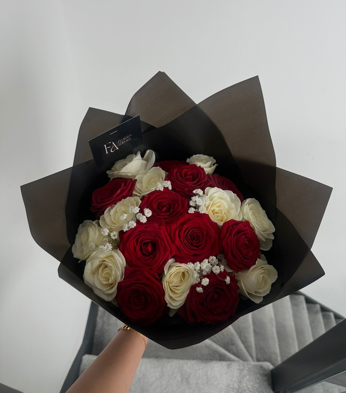 Red and white roses