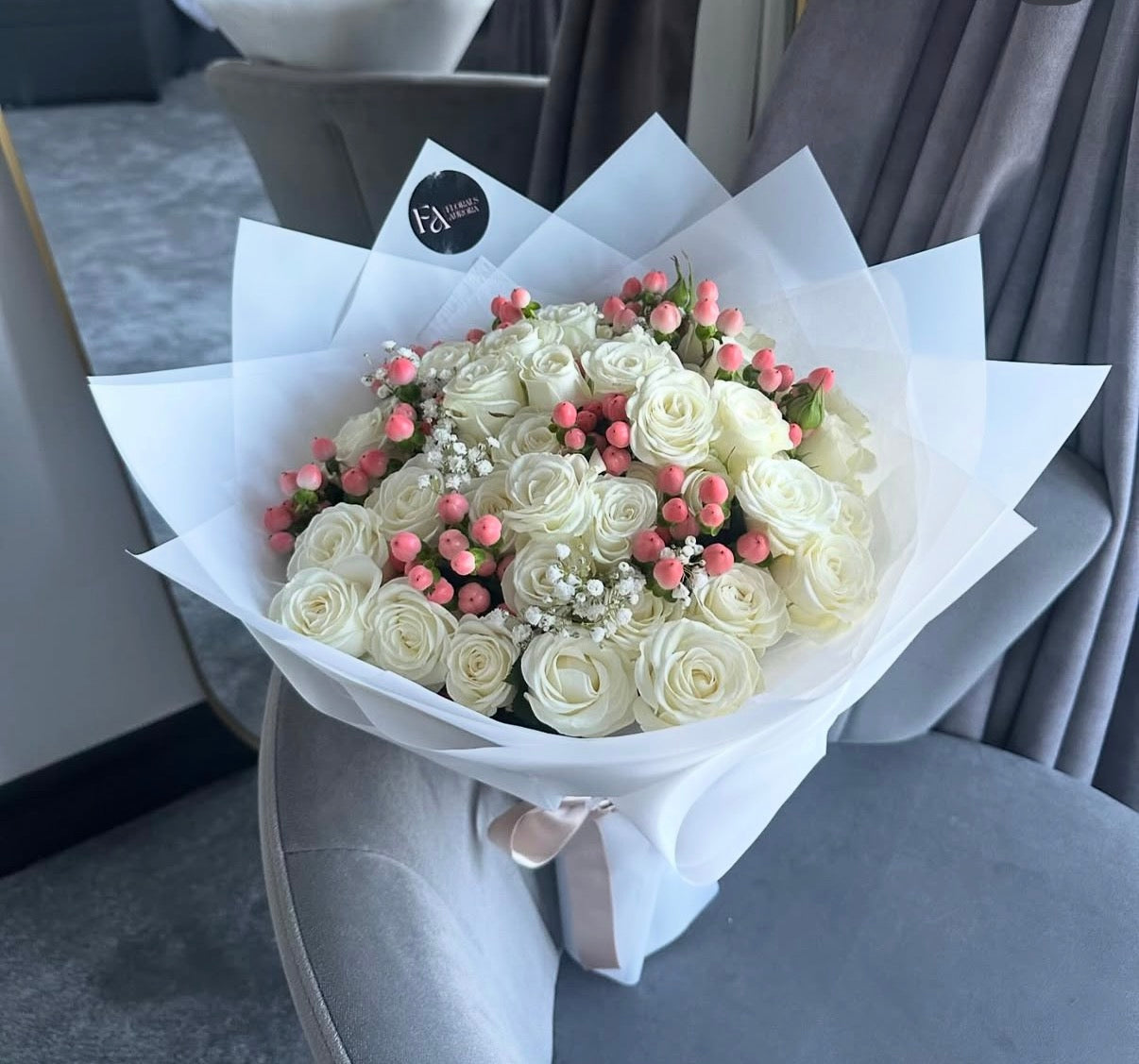 White roses bouquet